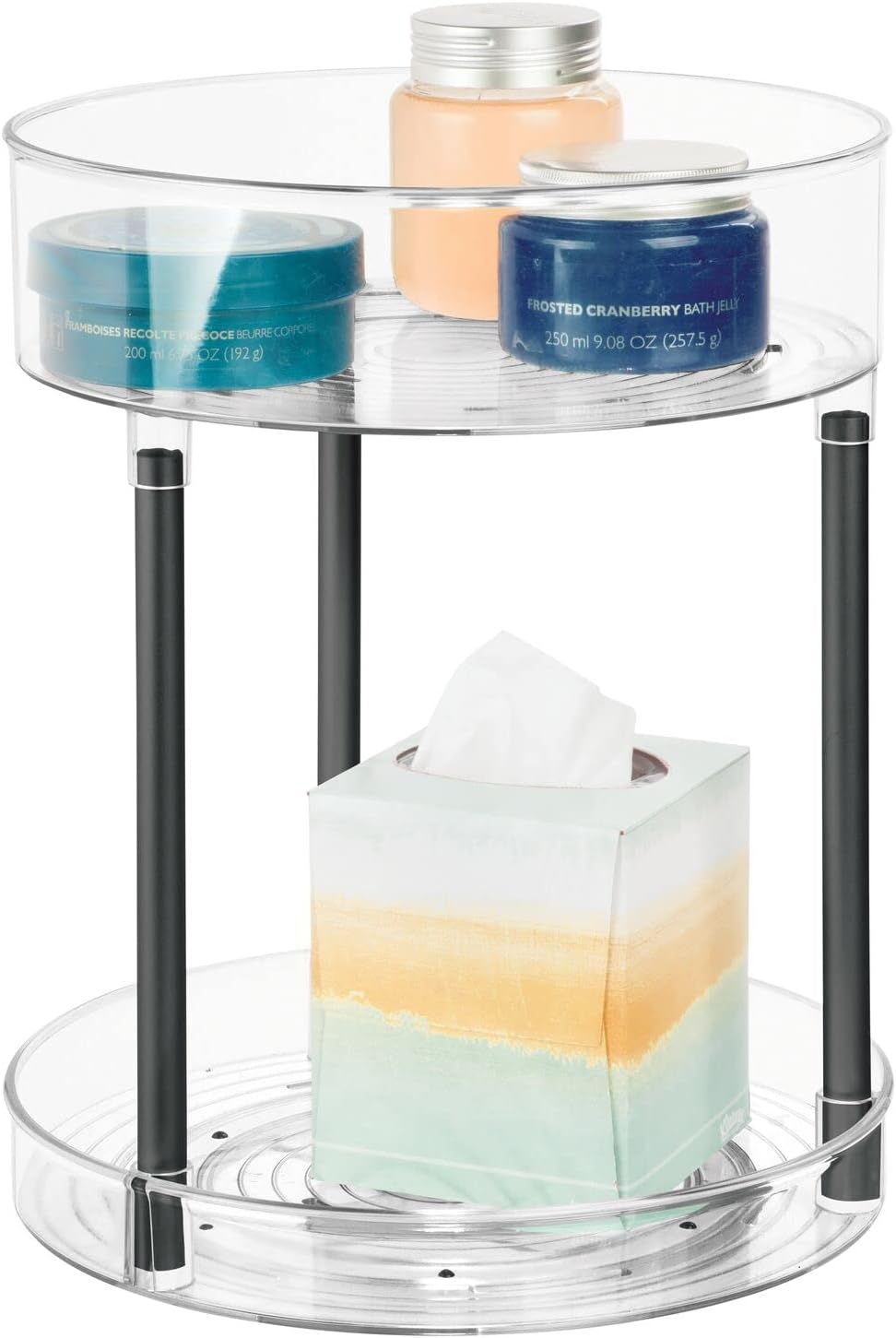 mDesign Kosmetik Organizer – zweistöckige Make-up Ablage mit Drehtellern – Baderegal stehend aus Kun