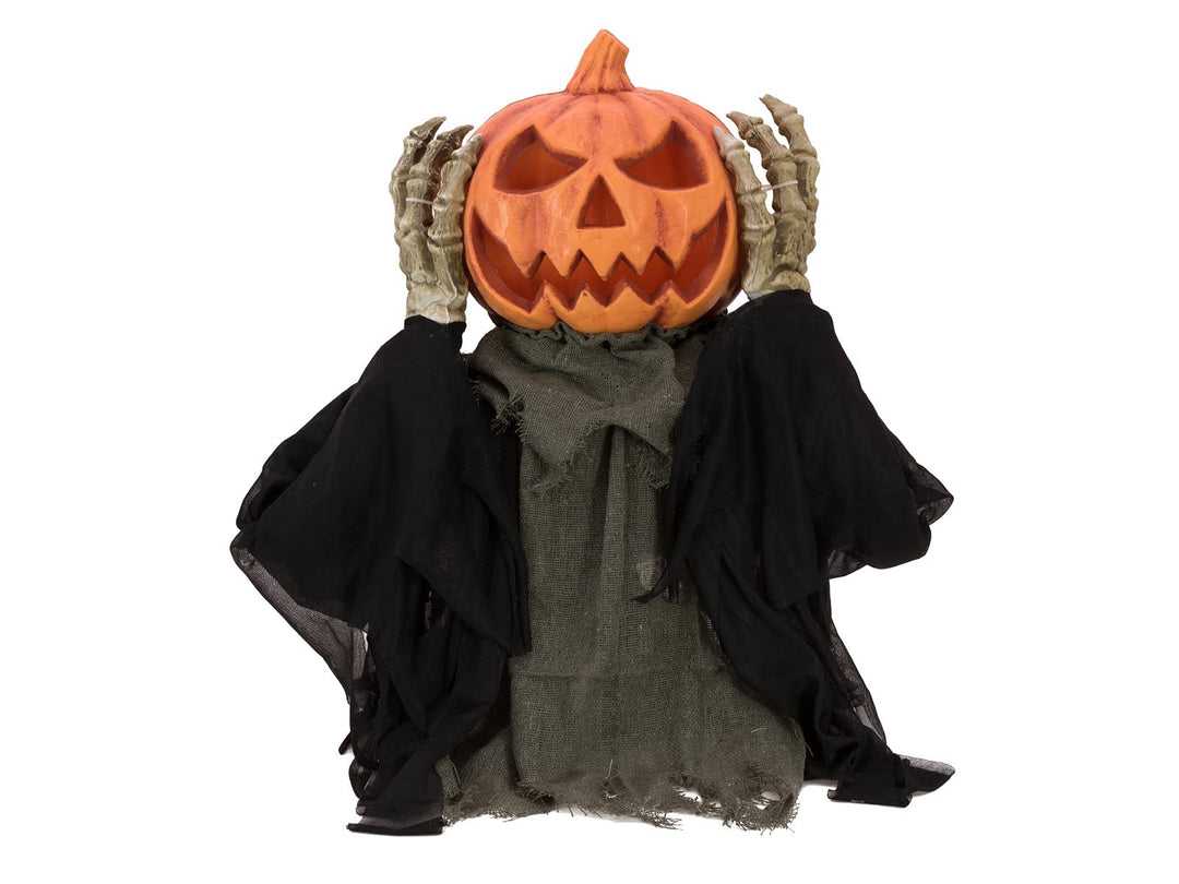EUROPALMS Halloween Figur POP-UP Kürbis, animiert 70cm | Animierter Kürbismonster-Oberkörper mit Lic