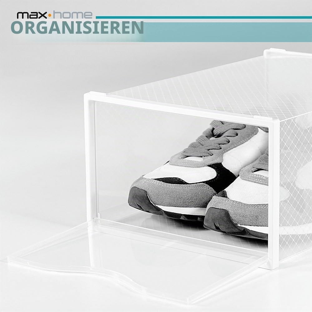 AKTIVE Max Home Schuhkartons aus Kunststoff, 6er-Set Aufbewahrungsboxen, 23 x 33,5 x 14,5 cm, stapel
