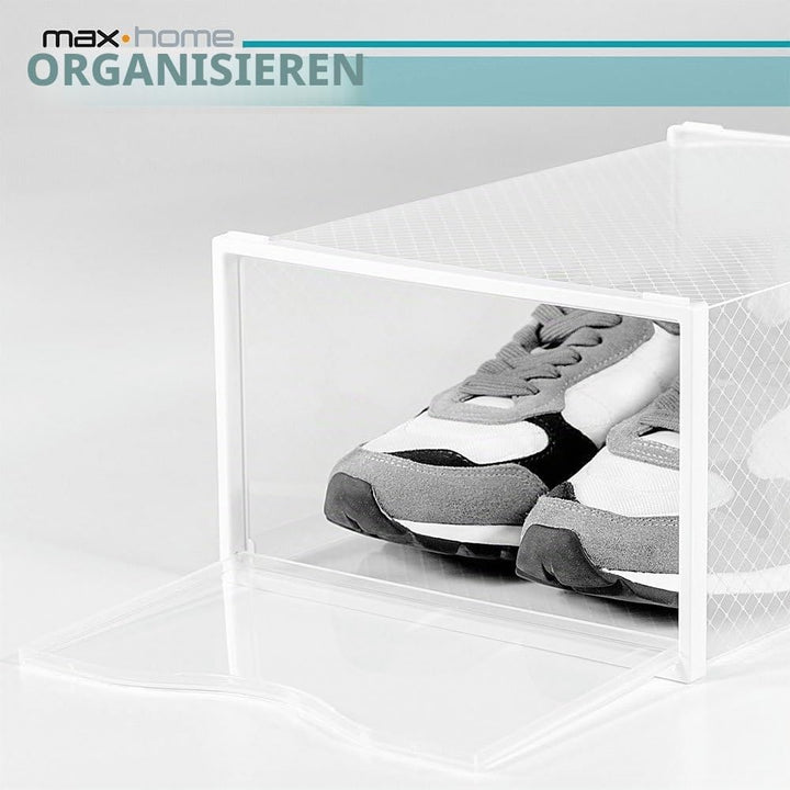AKTIVE Max Home Schuhkartons aus Kunststoff, 6er-Set Aufbewahrungsboxen, 23 x 33,5 x 14,5 cm, stapel