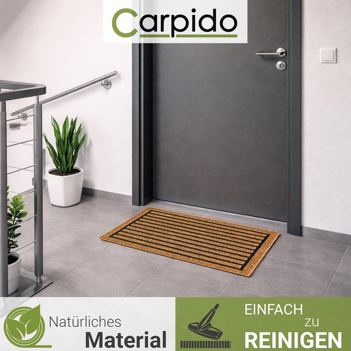 Carpido Fussmatte Kokos Streifenmuster - Türmatte 40 x 60 cm (Rechteckig) - antibakterielle Eingangs