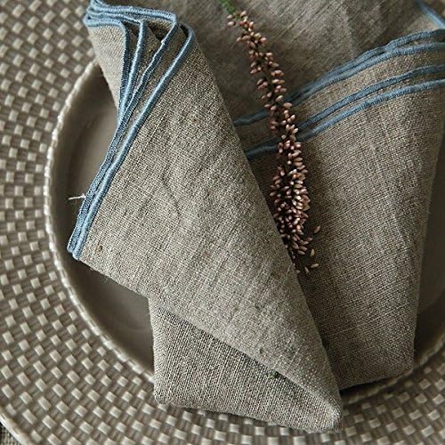 Linenme Venezia Servietten, Natur/Stein blau, 46 x 46 cm, 4 Stück