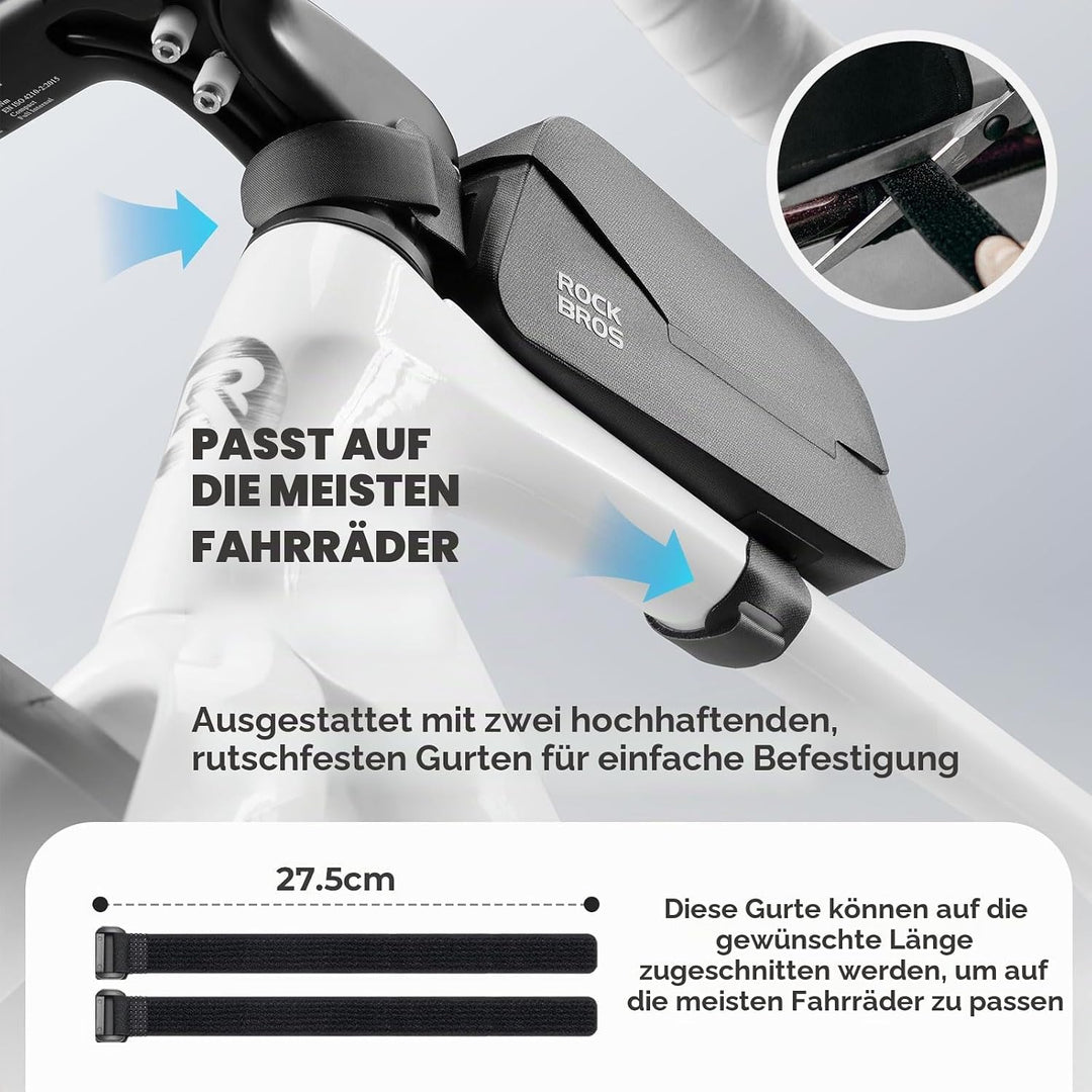 ROCKBROS Fahrrad Oberrohrtasche 100% Wasserdicht mit magnetischem Deckel Fahrradrahmentasche Dreieck