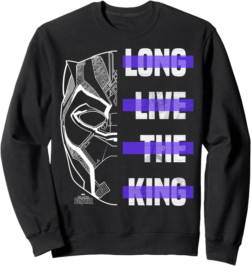 Marvel Black Panther Long Live The King Text Cross Out Sweatshirt