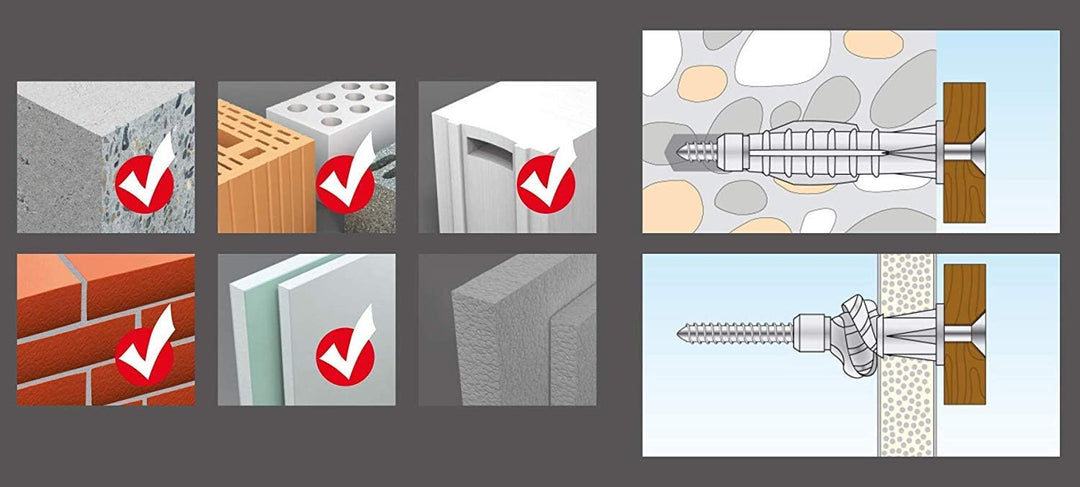 TOX Sortimentskoffer Plug & Play Dübel Set mit Allzweckdübel TRIKA 5x31 mm (60, 6x36 mm (70, 8x51 mm