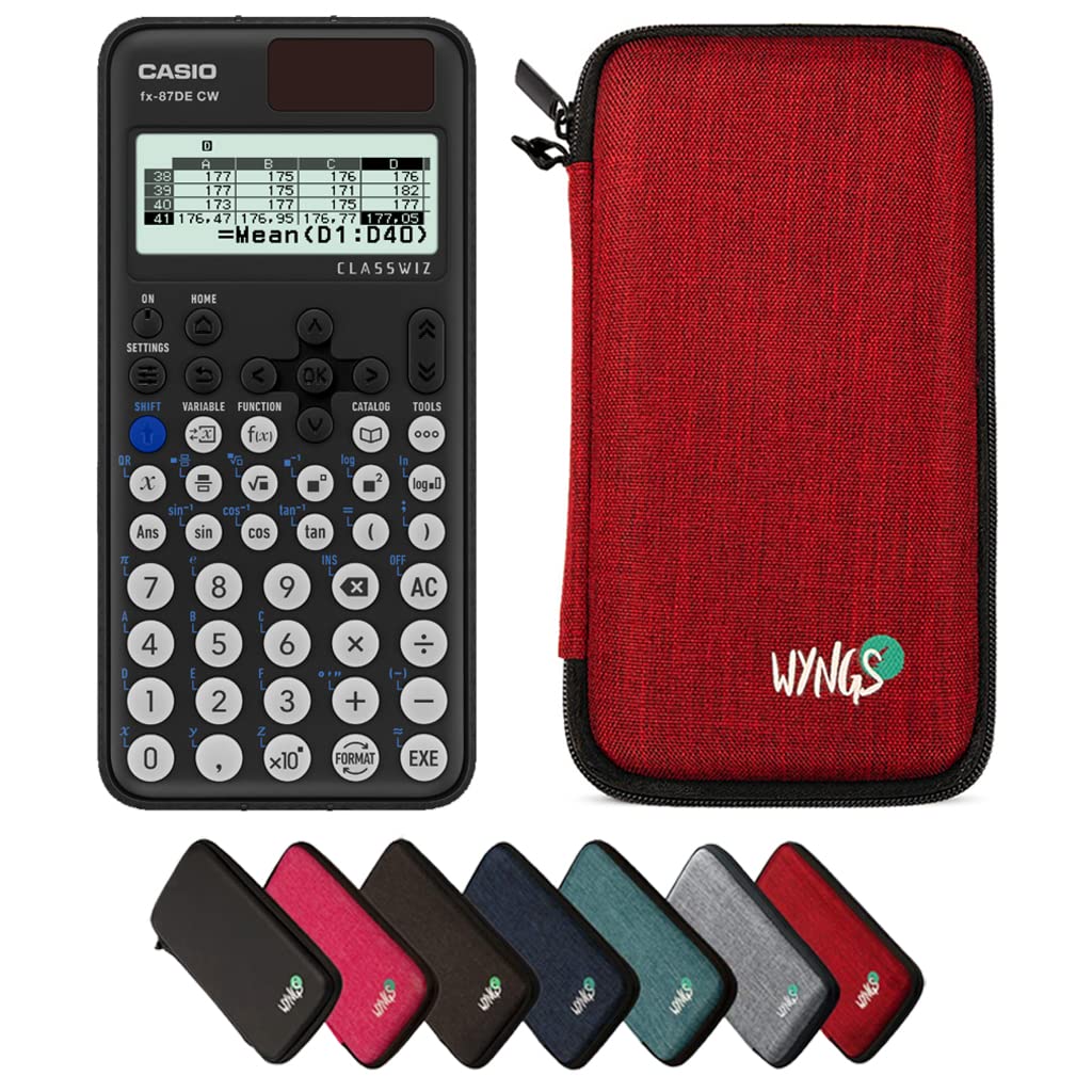 CALCUSO Sparpaket: Casio FX-87DE CW ClassWiz technisch-wissenschaftlicher Schulrechner + WYNGS Schut
