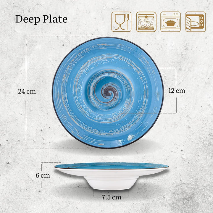 Wilmax | SPIRAL tiefe Teller - 2 Stück | Elegant | Modern | Langlebig | Sicher | Glasiertes Porzella