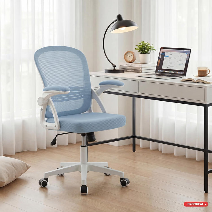 Ergonomischer Bürostuhl, 90-110° Verstellbare Rückenlehne & Aufklappbare Armlehnen (90°), Bürostuhl