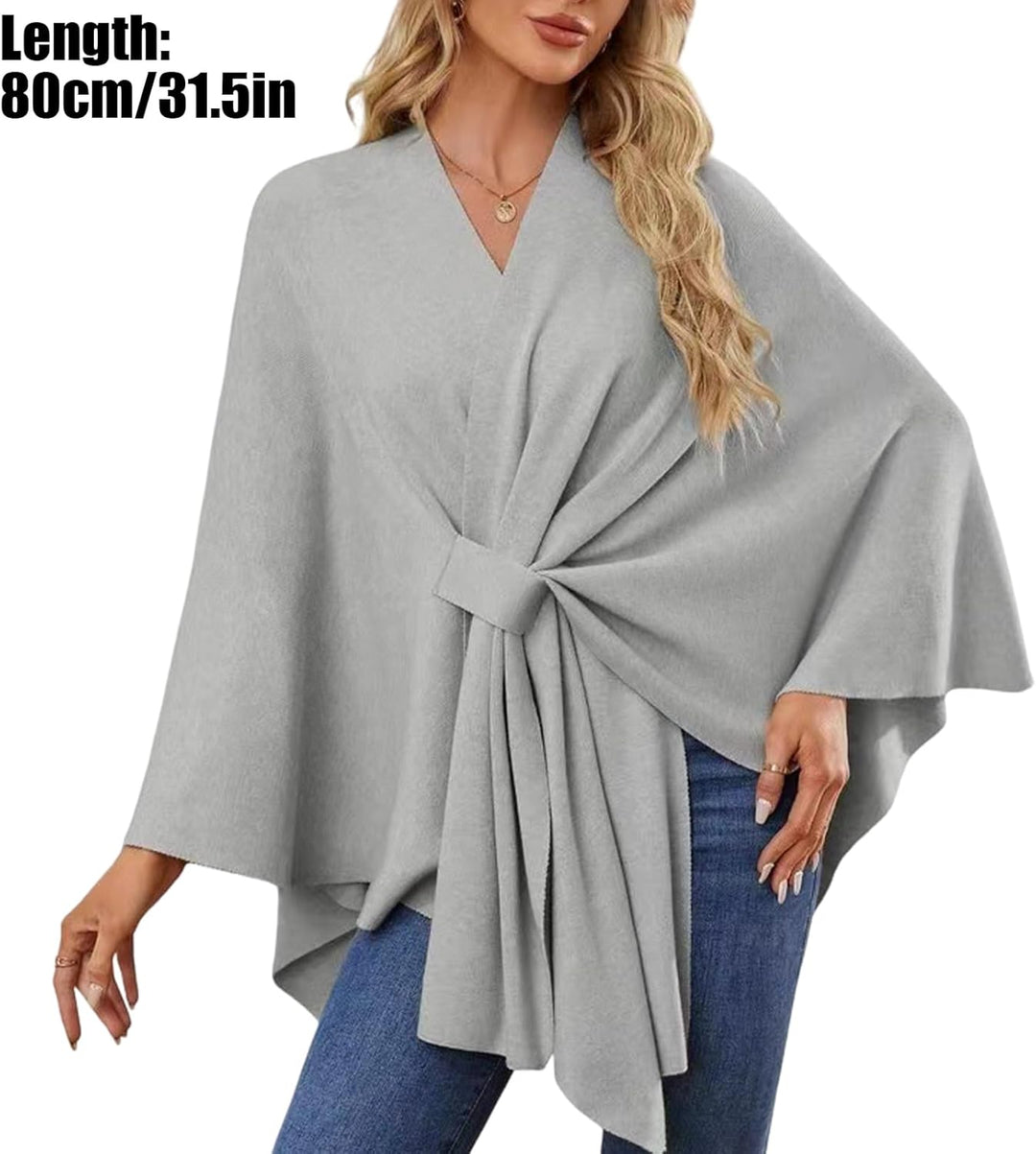 Damen Schal Wrap Poncho – offene Vorderseite, Cardigan, Schal, Wickelumhang, eleganter Schalumhang,