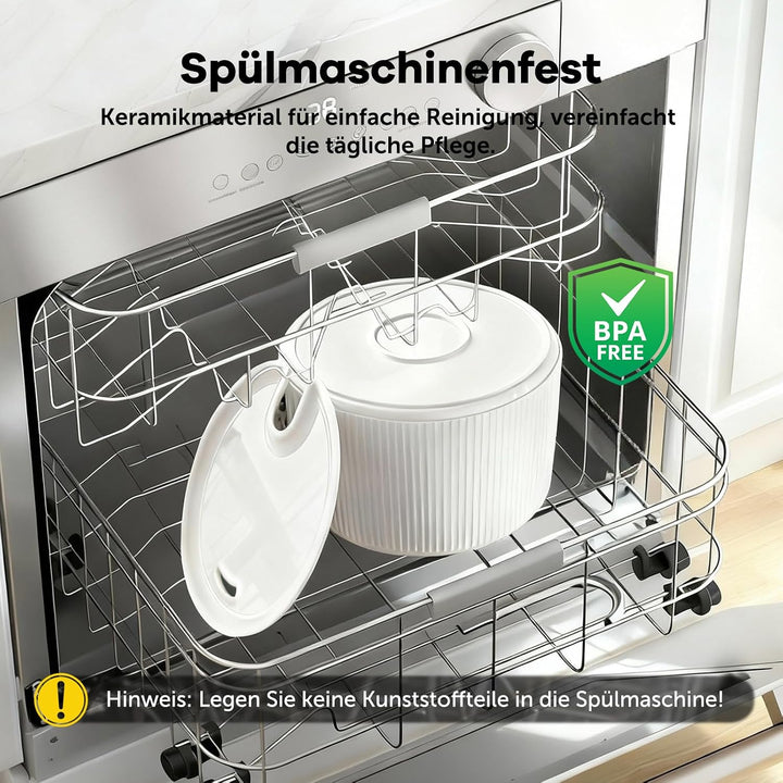Katzenbrunnen Keramik: NautyPaws 2.2L Trinkbrunnen für Katze Keramik, Leiser Wasserspender Katzen, A