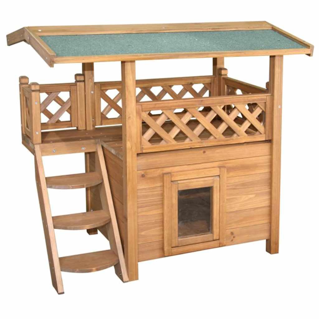 Kerbl Katzenhaus Lodge, 77 x 50 x 73 cm, 82790, Holz/Braun, Holz/Braun