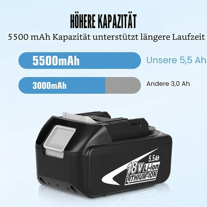 4X 18V 5.5Ah Ersatz für Makita Akku 18V BL1850B BL1850 BL1840B BL1860B für akku BL1830B BL1820B BL18