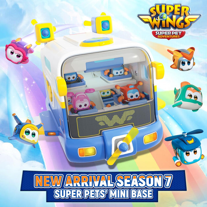 Super Wings 2-in-1 Super Pets Mini Base mit Super Pet Jett & Dizzy, Spielzeug für 3 4 5 6 7 8 9 10 Y