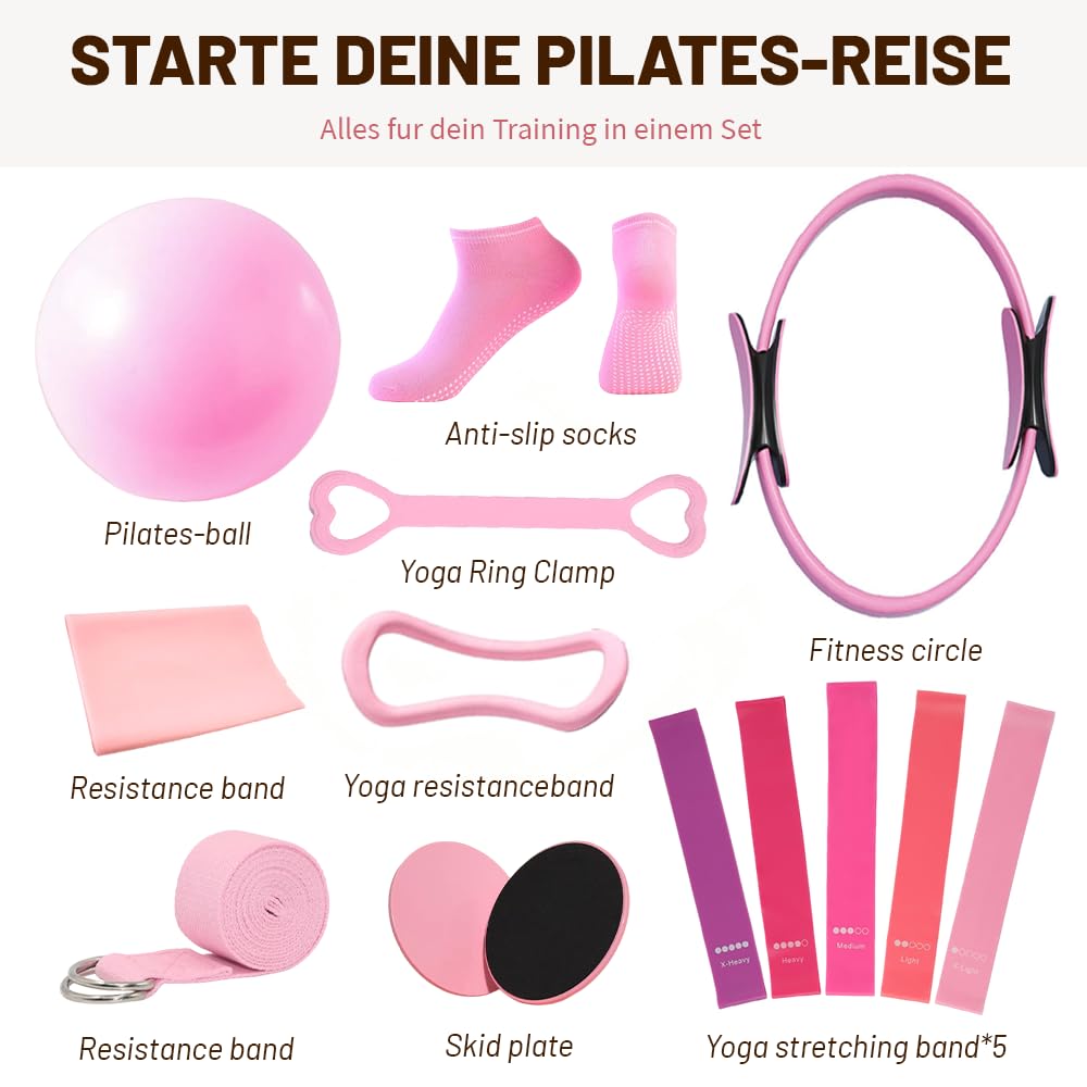 15 Pcs Pilates Set Für Zuhause Pilates Essential Kit Für Frauen Pilates Ring Und Ball Zubehör Set Wo