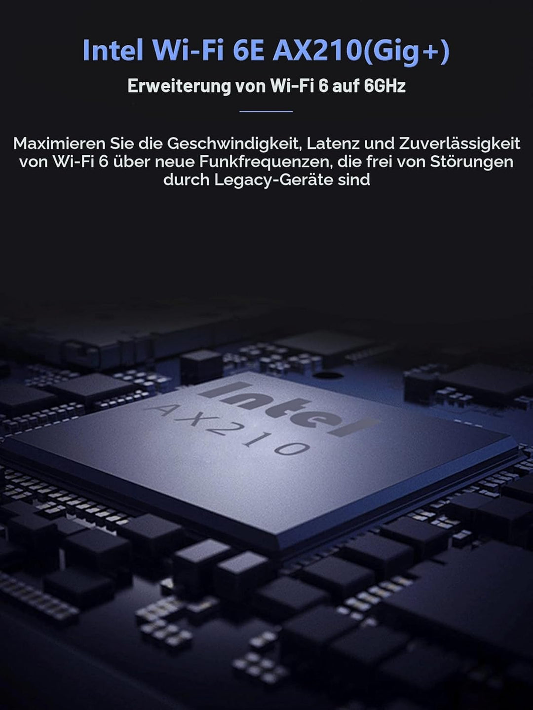 WLAN Karte, Intel AX210 Bluetooth5.3, Bis zu 5400Mbit/s Tri-Bands(6G/5G/2.4G) WLAN PCIe WiFi 6 Karte