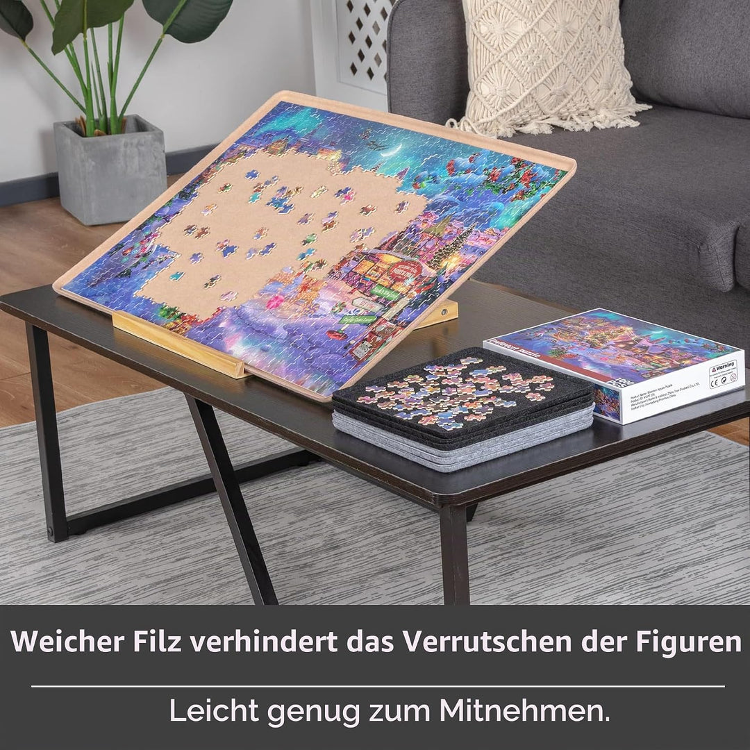 Lavievert Jigsaw Puzzle Brett zur Puzzle Aufbewahrung mit 6 Sortierfächern für bis zu 1000 Teile – K