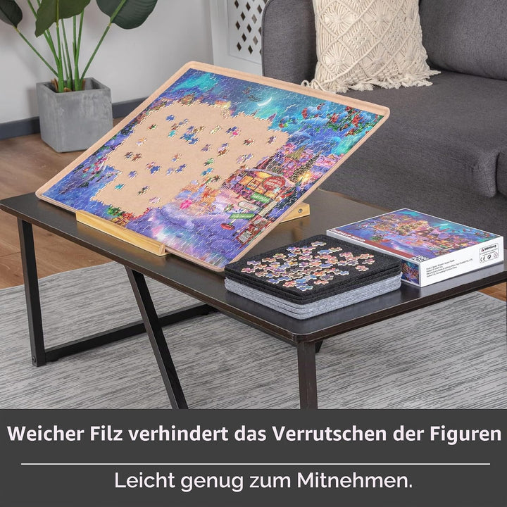 Lavievert Jigsaw Puzzle Brett zur Puzzle Aufbewahrung mit 6 Sortierfächern für bis zu 1000 Teile – K