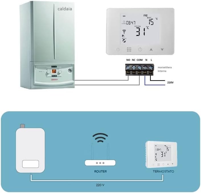 Homcloud CTW Digital Chronothermostat Smart Wi-Fi für Gas- und Wasserboiler, Wand- oder Standmontage
