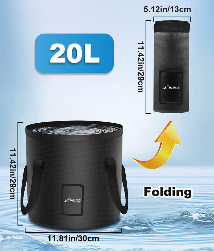WADEO Tragbare Campingdusche Akku mit Pumpe und Duscheimer, Outdoor-Camping-Duschset mit Akku, Mobil