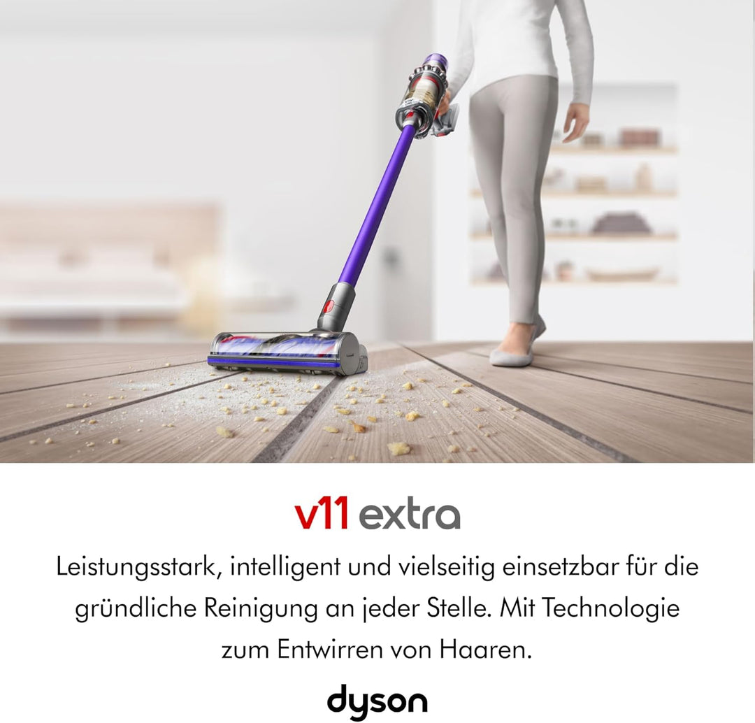 Dyson V11™ Extra Kabelloser Staubsauger, 185 Airwatt, 60 Minuten Laufzeit, Motorbar™ mit Haarentwirr