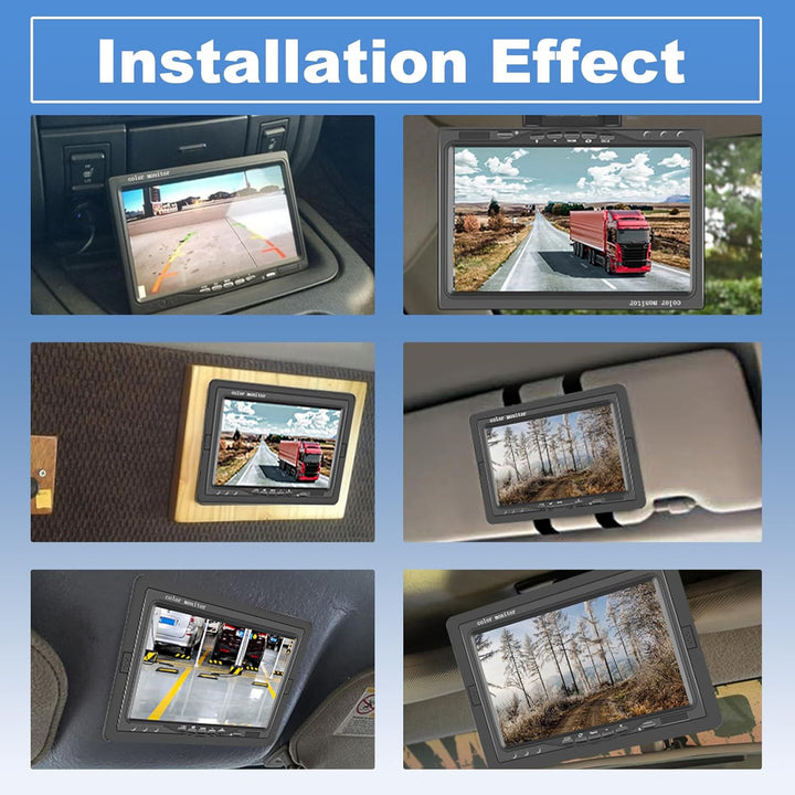 Hodozzy Rückfahrkamera 2 Kameras 7 Zoll IPS Monitor AHD Kamera Wasserdicht, Nachtsicht Frontkamera R