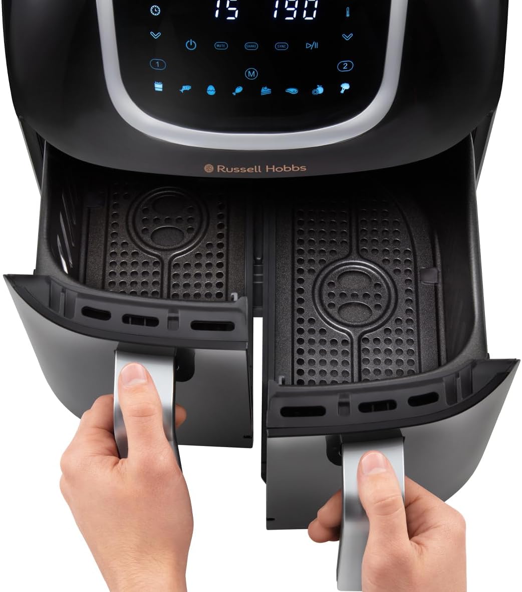 Russell Hobbs Heissluftfritteuse Doppelkammer [2 Fächer: 4,25l oder ein Korb 8,5l ] AirFryer SatisFr