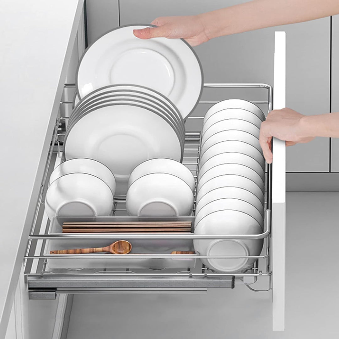 HENGMEI 4X Küchenschrank Teleskopschublade 50cm Schrankauszug Ausziehbare Ablage Küchenschubladen Or