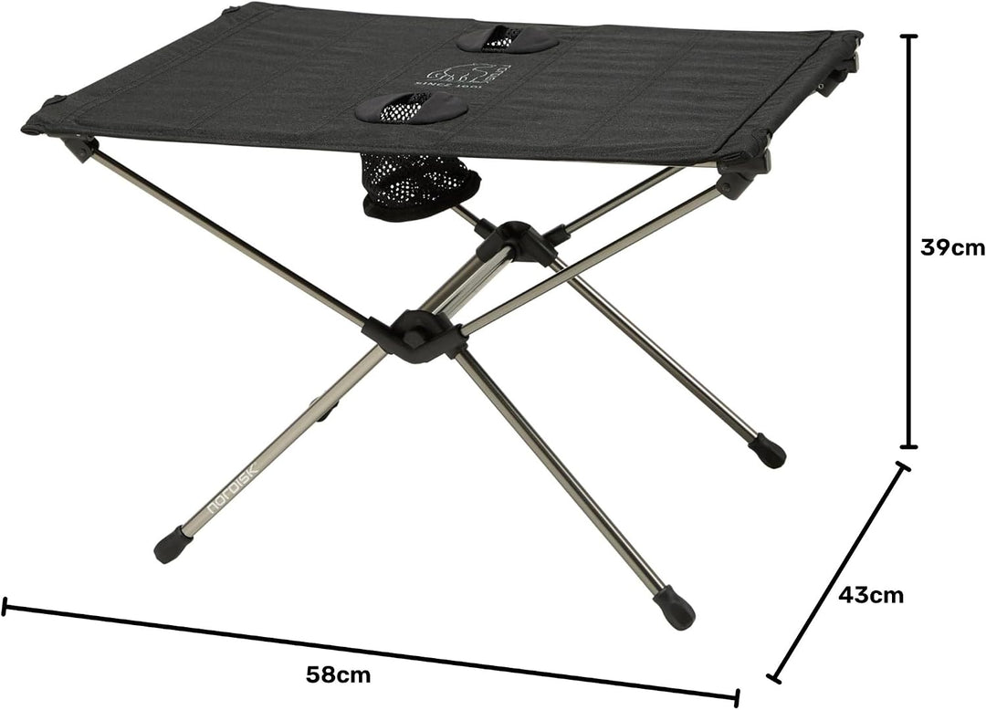 Nordisk Campingtisch Rolltisch Risskov Falttisch Klapptisch Leicht Alu 58x39 cm Schwarz, Schwarz