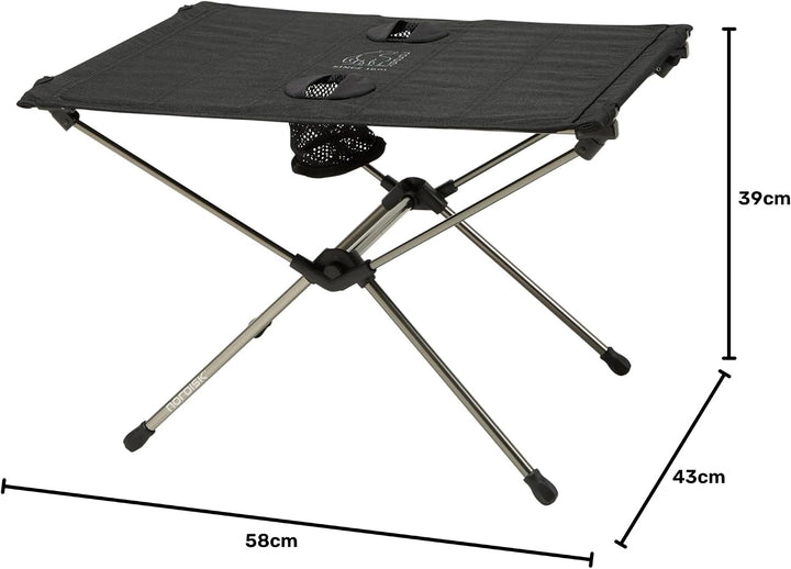 Nordisk Campingtisch Rolltisch Risskov Falttisch Klapptisch Leicht Alu 58x39 cm Schwarz, Schwarz