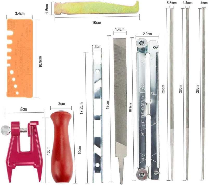 Kettensägen Schärffeilen Kit, Kettensägenschärfer Feilen Set Kettensägen Schärfgerät Enthält Kettens