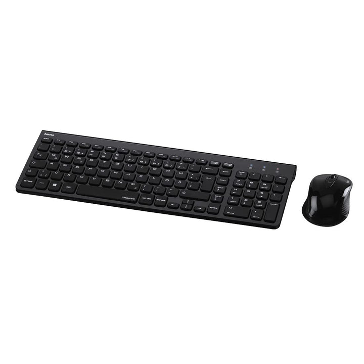 Hama Funk-Tastatur mit Maus Set kabellos (leise Computer-Tastatur mit flachen Tasten, Ziffernblock,