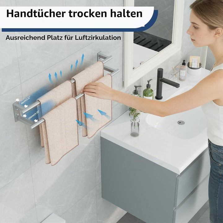 Gebürstet Handtuchhalter Wand, 70 cm doppelter Handtuchständer, Handtuchhalter aus Edelstahl SUS304,