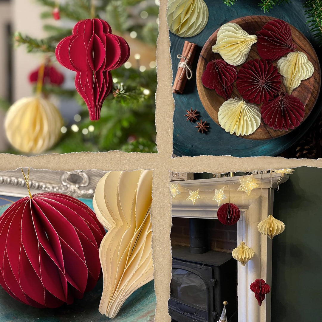 Premium Wiederverwendbare Weihnachtsdeko - Christbaumschmuck, Papier Weihnachtskugeln, Weihnachtsbau