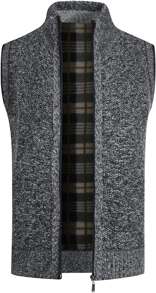 YOUTHUP Herren Weste Fleece Fütterung Winter Frühling Strickjacke Ärmellose Fleecejacke Stehkragen S