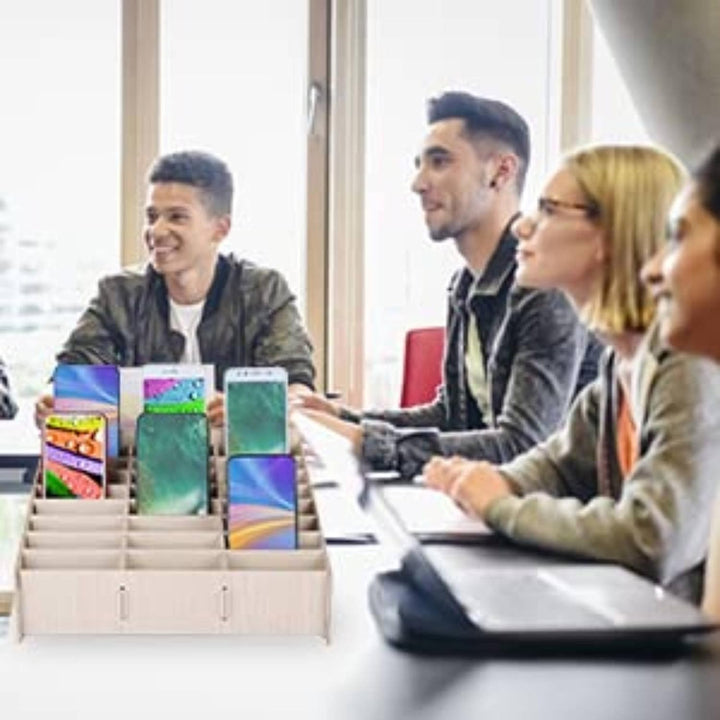 Handy Aufbewahrungsbox, Bambus Ladestation Desktop aus Holz Handy Verwaltungs Telefon Desktop Handyh