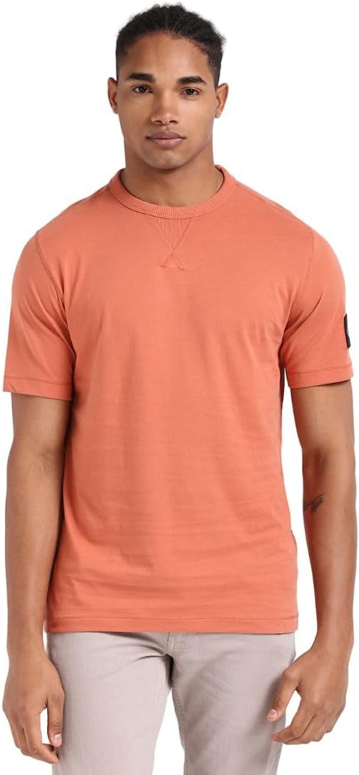 Calvin Klein Herren T-Shirt Kurzarm Badge Regular Tee Rundhalsausschnitt XXS Aragon, XXS Aragon