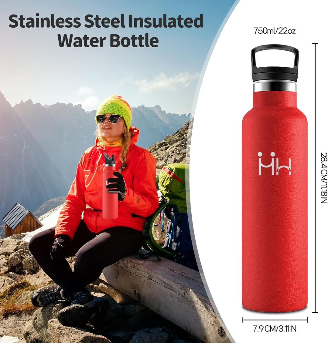 HoneyHolly Trinkflasche 750ML, BPA-Frei, Trinkflasche Edelstahl, Auslaufsichere Isolierflasche Doppe
