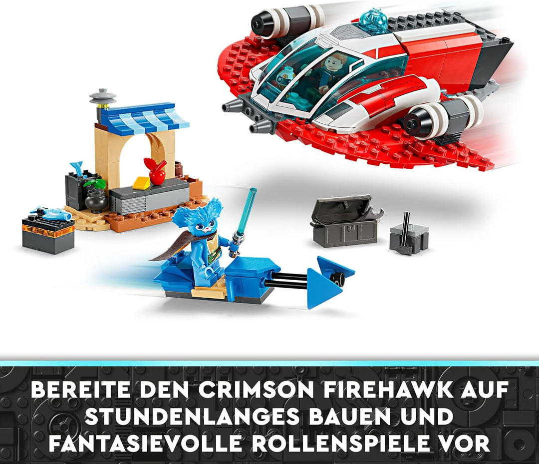 LEGO Star Wars: Young Jedi Adventures Der Crimson Firehawk, Starterset für Kinder mit baubarem Raums