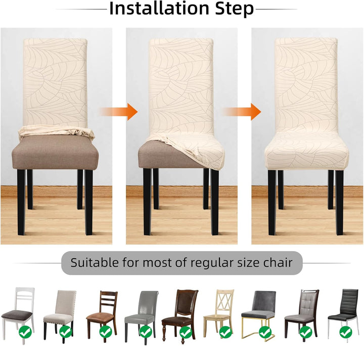 YISUN Stretch Stuhlhussen 4er Set Universal Jacquard Blätter Stuhlhusse, Elastische Hussen für Stühl
