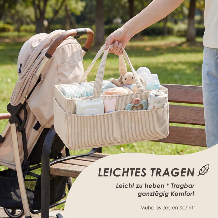 Wickeltisch Organizer, Wickelkorb für die Wickelstation,Cord Stilvoller Wickelorganizer für Babybeda