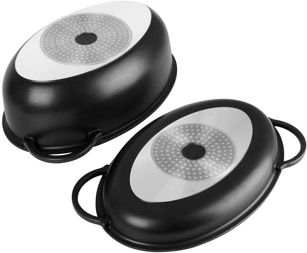 Ovale Bratpfanne Antihaft-Bratpfanne Grillpfanne zum Backen Braten Bräter mit Deckel tief 2in1 10 L