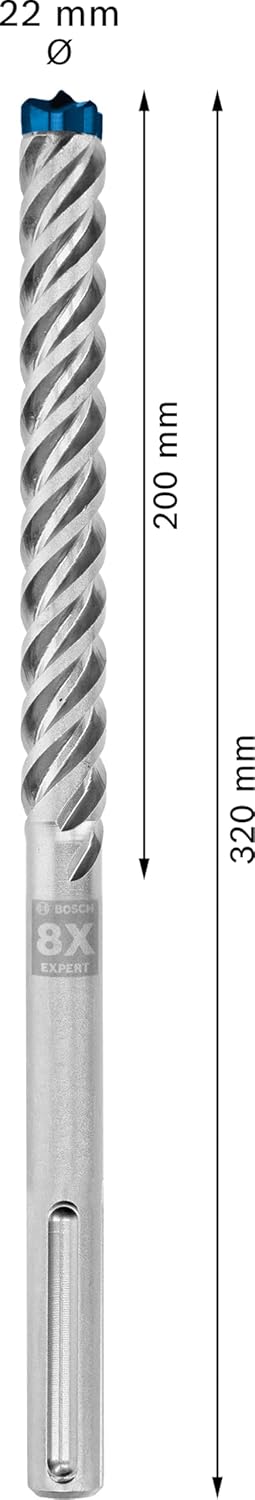 Bosch Professional 1x Expert SDS max-8X Hammerbohrer (für Stahlbeton, Ø 22,00x320 mm, Zubehör Bohrha