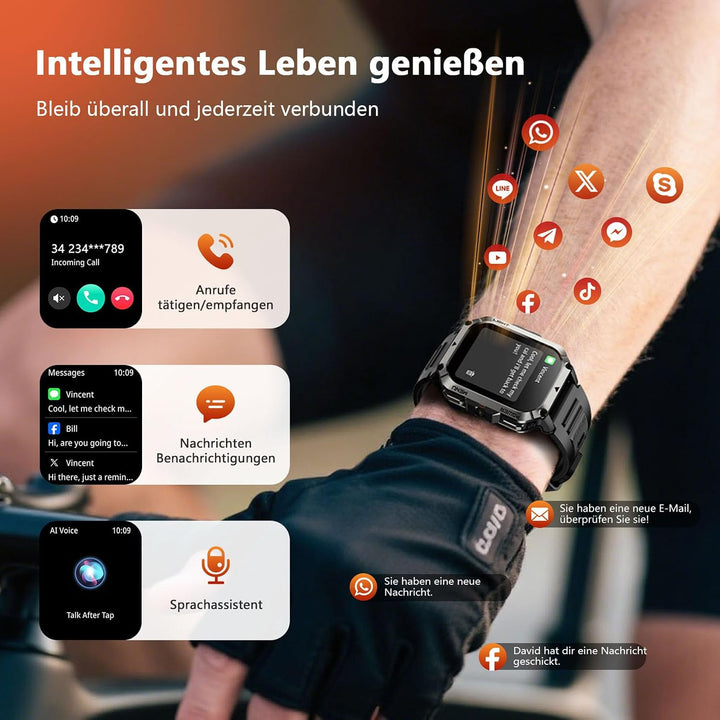 Blackview Smartwatch Herren, IP68 Wasserdicht, Fitnessuhr, Telefonfunktion, Anrufe tätigen/empfangen