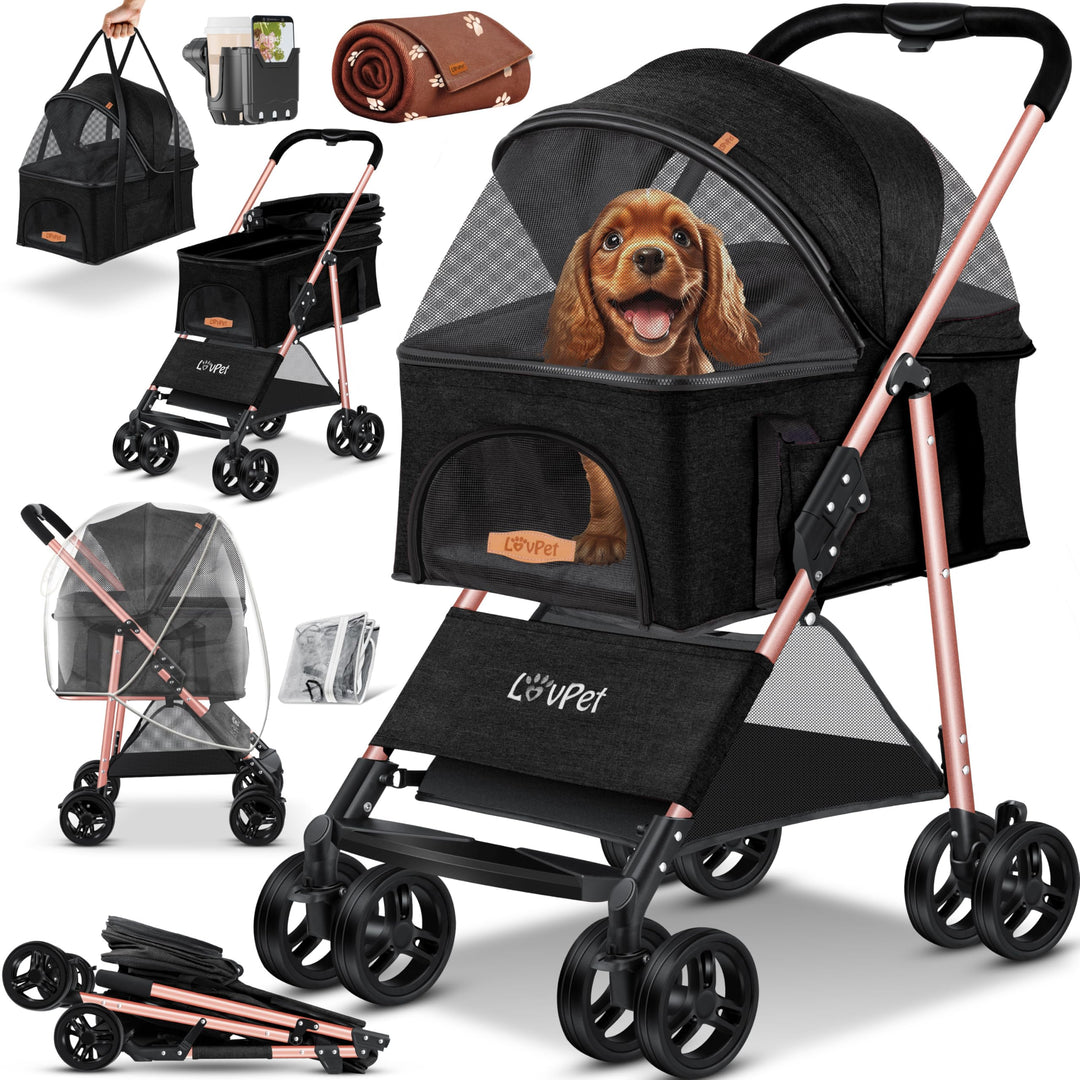 LOVPET® Hundewagen 2in1 Hundebuggy Hundebox Transporttasche Faltbar klappbar bis 20kg Haustiere Bugg