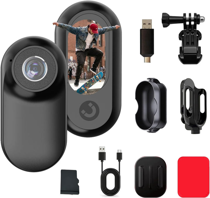 Mini Action Cam Bodycam mit Speicherkarte, 1080P Helmkamera für Fahrrad Motorrad, tragbare Körperkam