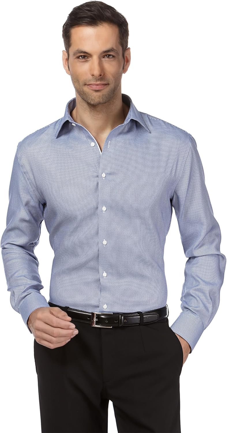 Vincenzo Boretti Herren Hemd bügelfrei 100% Baumwolle Slim-fit Uni-Farben 39-40 10-hellblau, 39-40 1