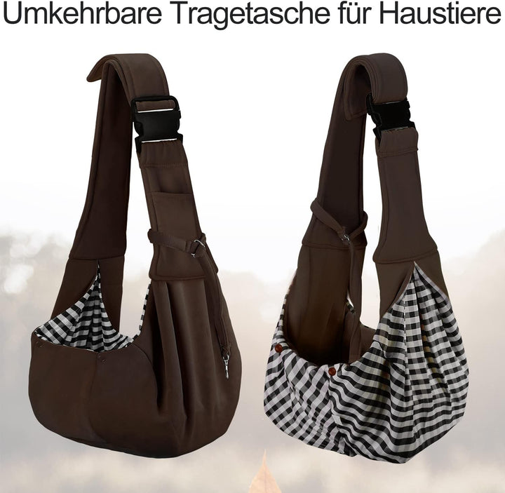 PetLoft Tragetuch Hund, Reversibel Kleine Hundetrage, Einstellbar Pet Tragetuch, Freisprecheinrichtu