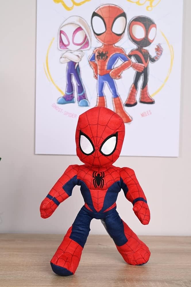 Simba 6315875810X12 - Disney Marvel Spidey, 25cm Plüschfigur mit Glow in The Dark Augen &amp; 6315875811