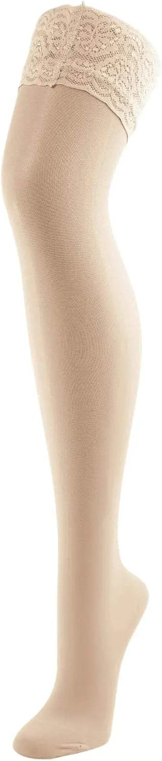 BAHNER Premium Stützstrumpfe Damen halterlose transparente Spitzenstrümpfe, Strümpfen 70 DEN Qualitä