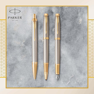Parker IM Kugelschreiber | Premium Warm Silver | Mittlere Spitze | Blau | Geschenkbox Kugelschreiber